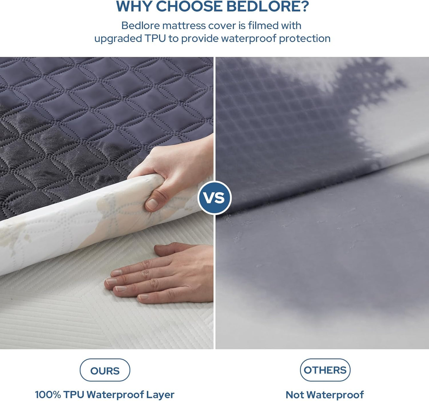 BEDLORE Waterproof Mattress Protector, Cal King Size Noiseless Mattress Pad with Deep Pocket 6"-18"