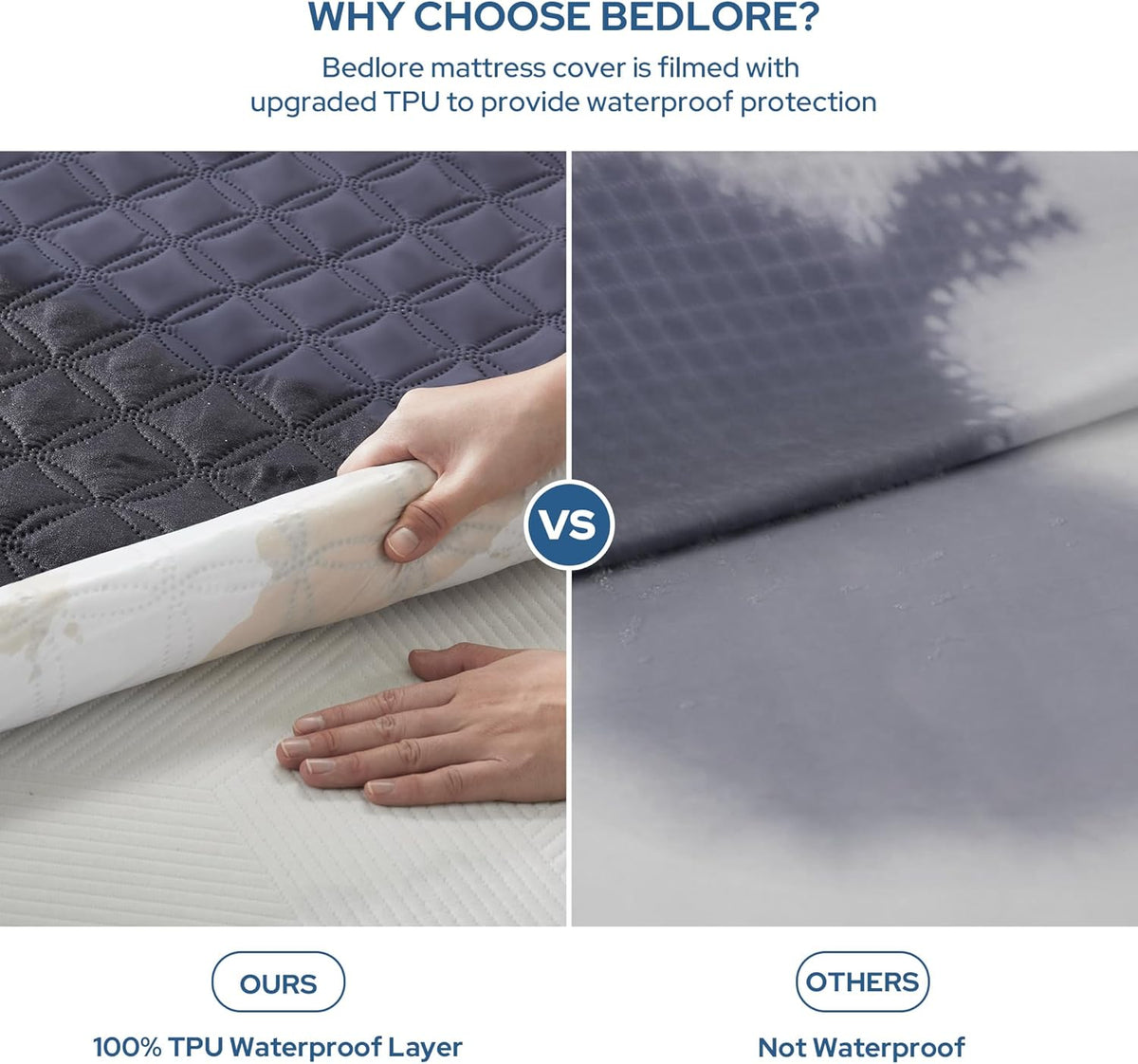 BEDLORE Waterproof Mattress Protector, Full Size Noiseless Mattress Pad with Deep Pocket 6"-15"