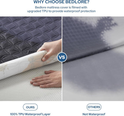 BEDLORE Waterproof Mattress Protector, Full Size Noiseless Mattress Pad with Deep Pocket 6"-15"