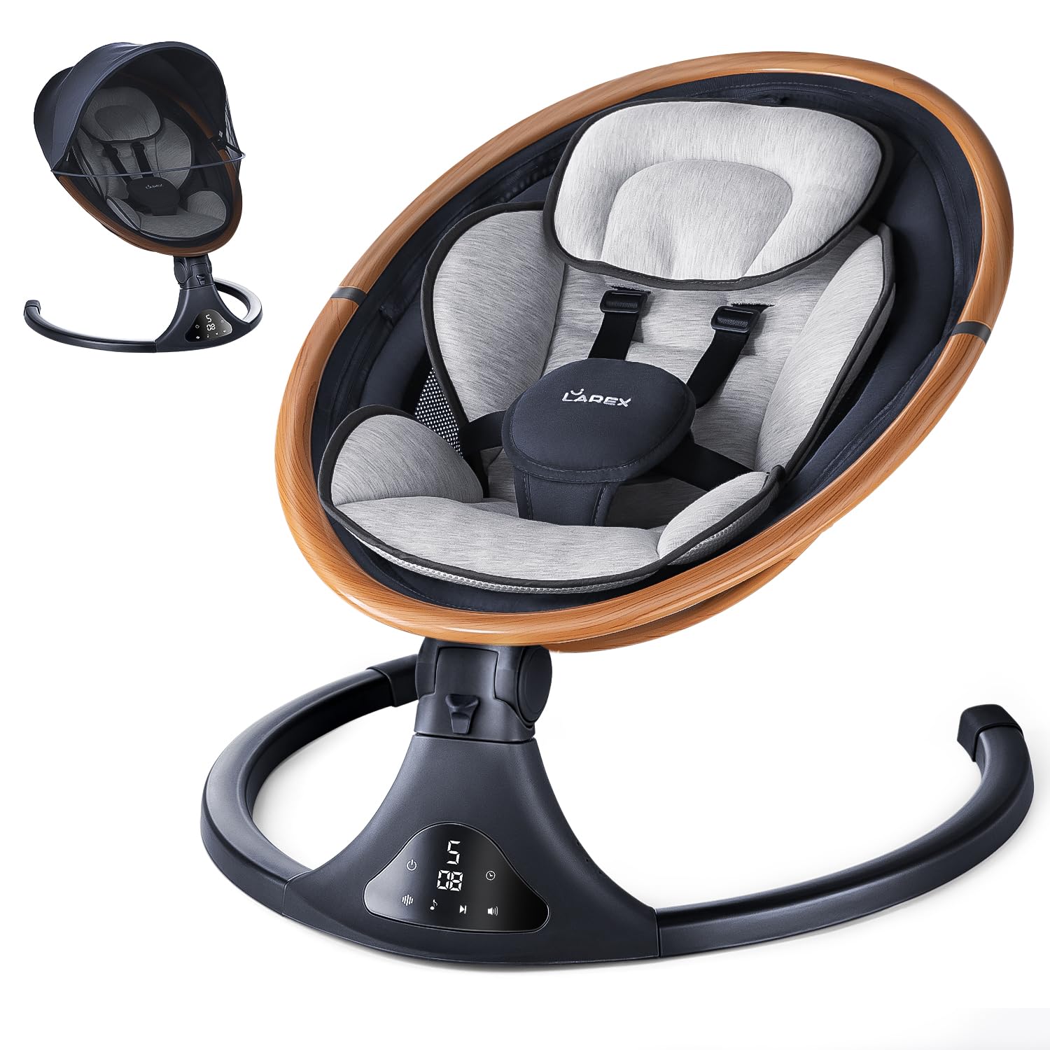 LAREX Baby Swing to Toddler Electric Infant Swing Portable for Newborn Boy Girl, 5 Sway Speeds with