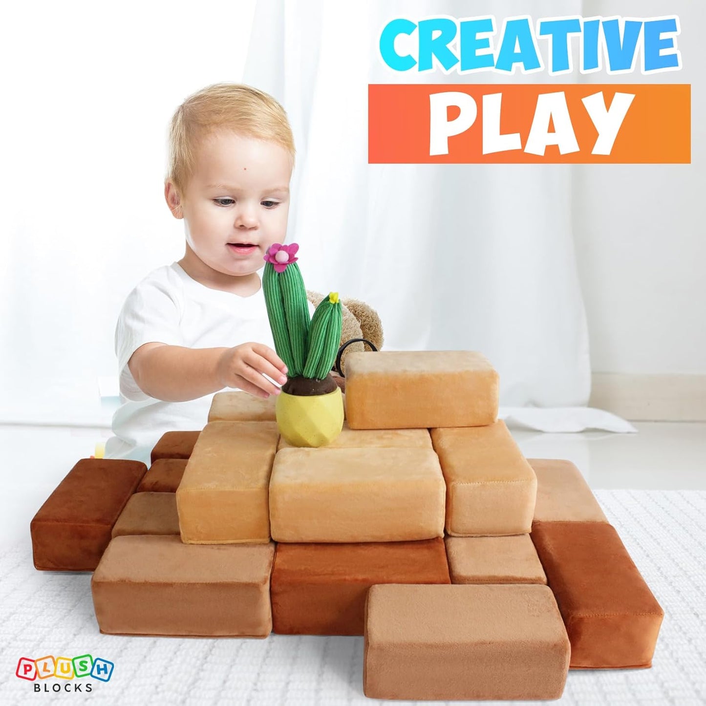 The Original Premium Plush Building Block for Kids - Certified Safe Foam Blocks in Luxuriously Soft