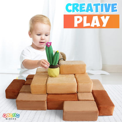 The Original Premium Plush Building Block for Kids - Certified Safe Foam Blocks in Luxuriously Soft