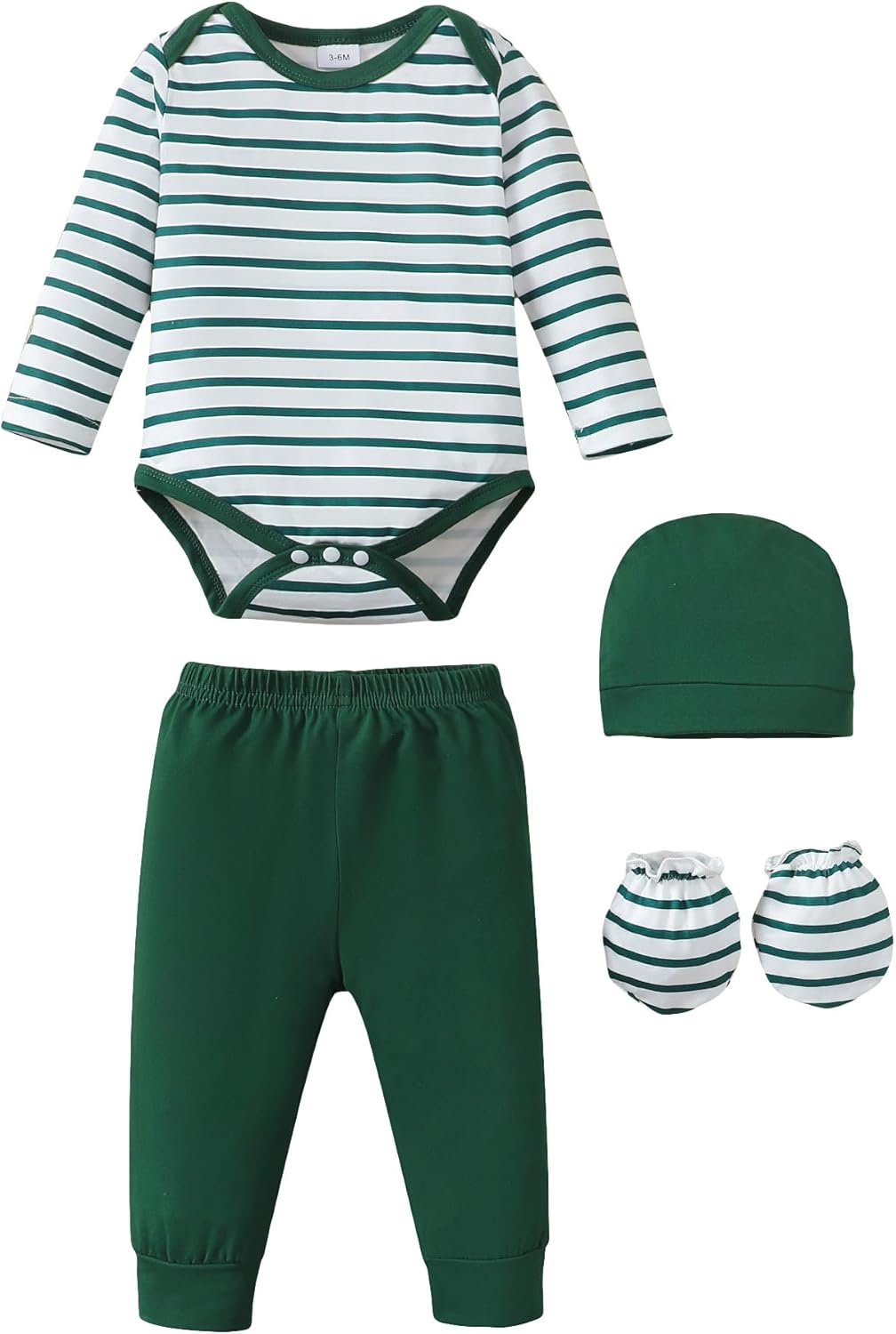 NZRVAWS Newborn Baby Boy Girl Clothes Unisex Infant Romper Pants Set Hat 4-Pack Outfits 0-12 Months