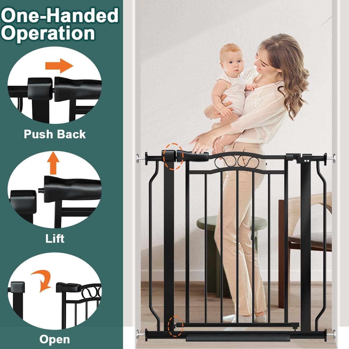 Fairy Baby Baby Gates for Stairs 29.5"-33.5" Wide, Safety Child Gate for Toddler Kids, Pet Dog