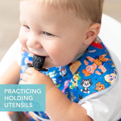 Bumkins Disney Baby Utensils Set, Chewtensils Silicone Spoons for Dipping, Self-Feeding, Baby Led