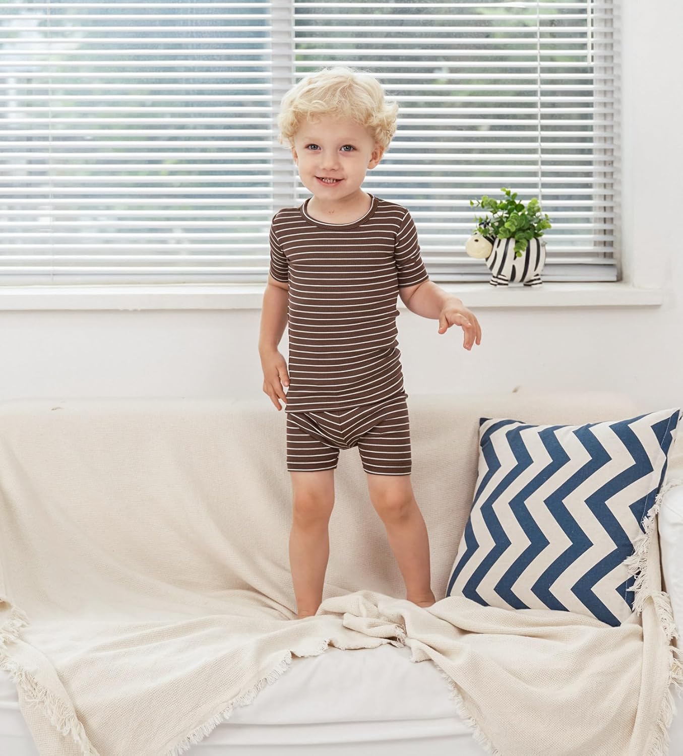 AVAUMA Stripe Pattern Baby Boys Girls Pajama Set Kids Toddler Snug fit Ribbed Sleepwear pjs for