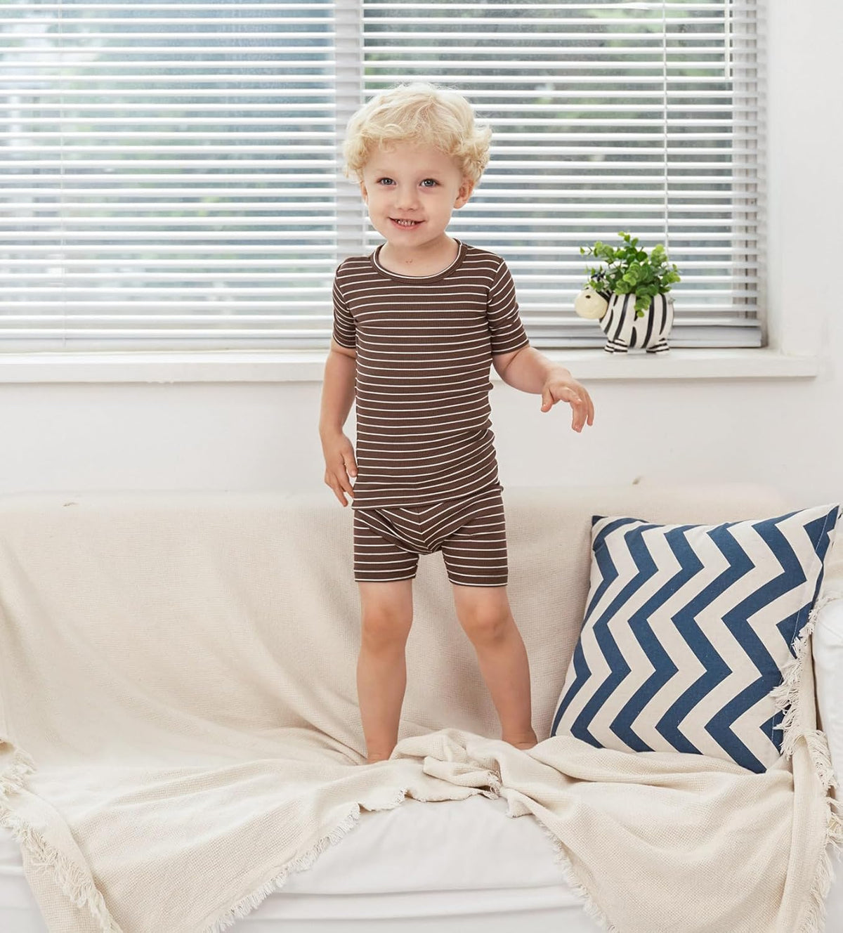 AVAUMA Stripe Pattern Baby Boys Girls Pajama Set Kids Toddler Snug fit Ribbed Sleepwear pjs for