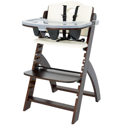 Abiie Beyond Junior Wooden High Chair with Tray - Adjustable and Convertible High Chair for Babies