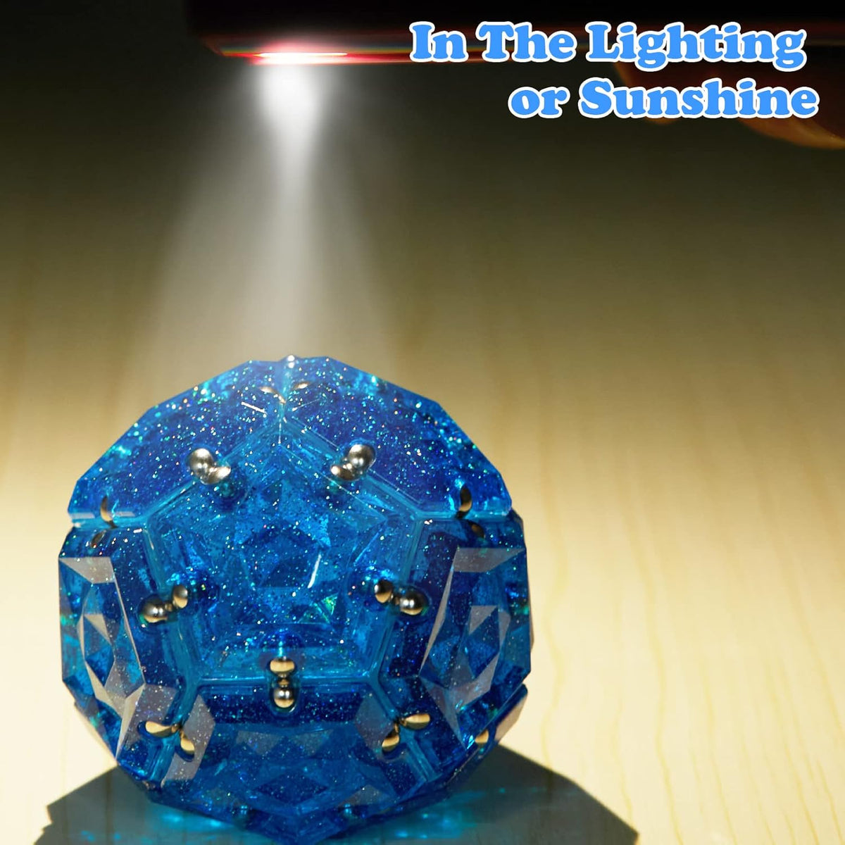 Magnetic Fidget Sphere Magnets Balls - Crystal Diamond Blue Holographic Glitter - Magnet Fidgets