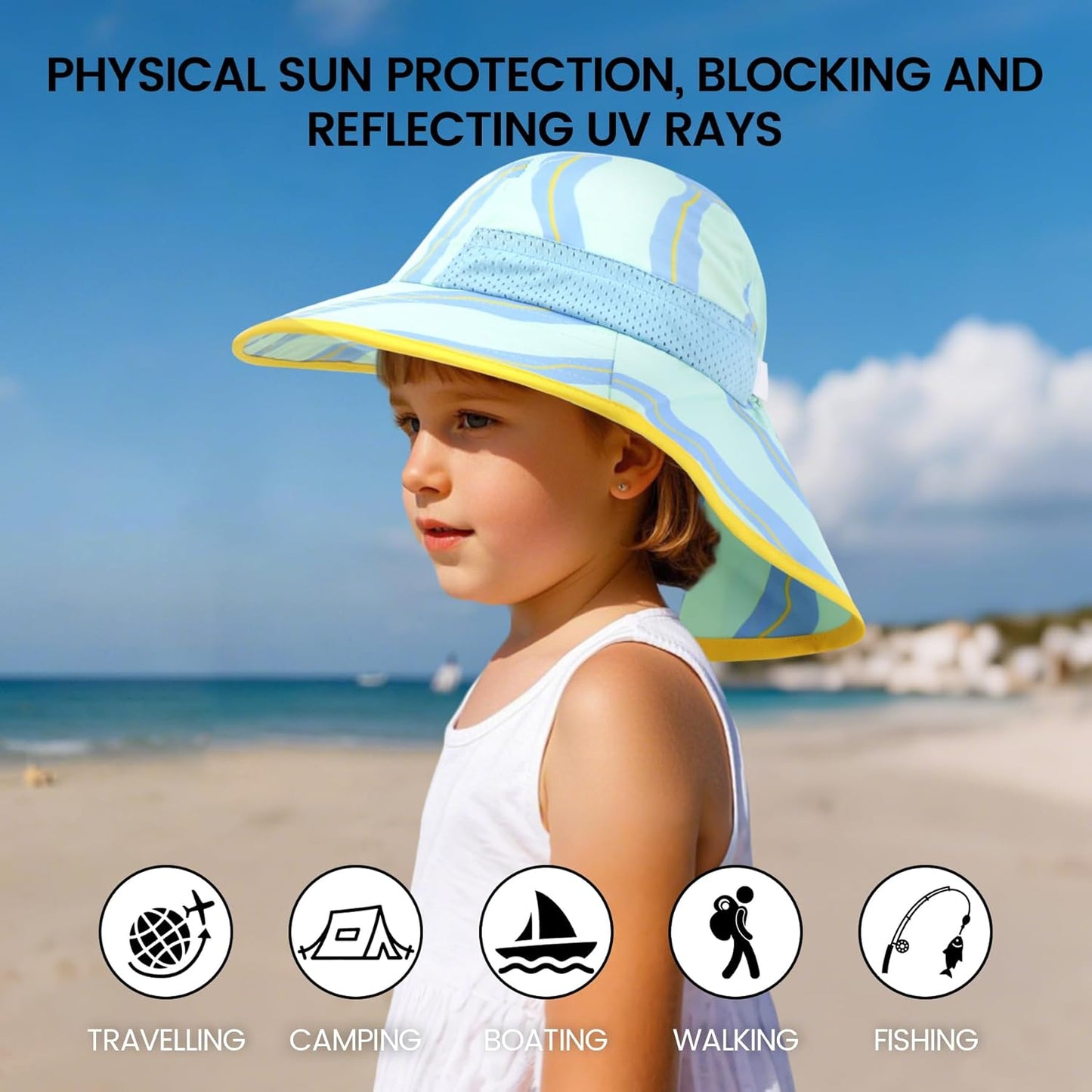 Baby Sun Hat with Neck Flap for Sun Protection Toddler Beach Hat UPF 50+ Outdoors 0-6 Years Boys