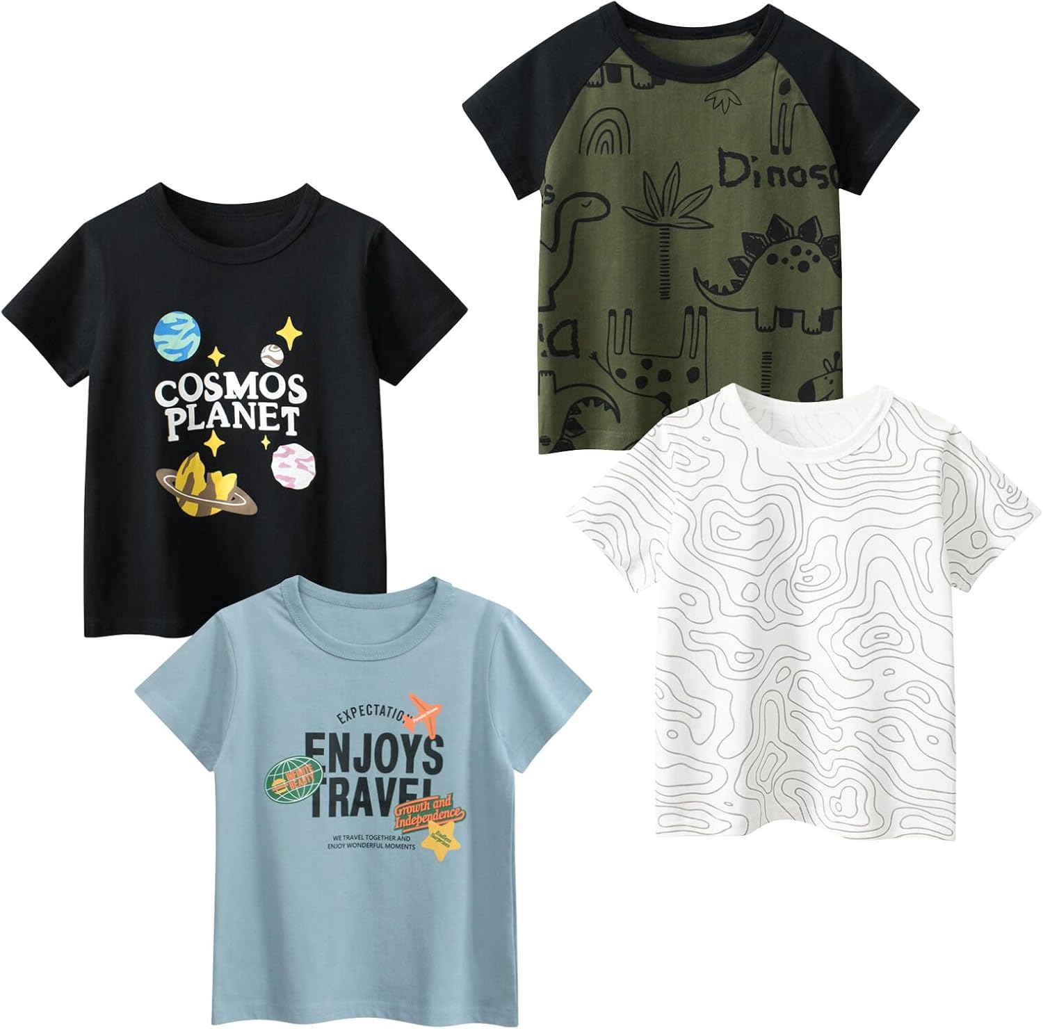 Boys' 4-Pack Excavator Short Sleeve Crewneck T-Shirts Top Tee Size 2-7 Years Toddler Boys' Value