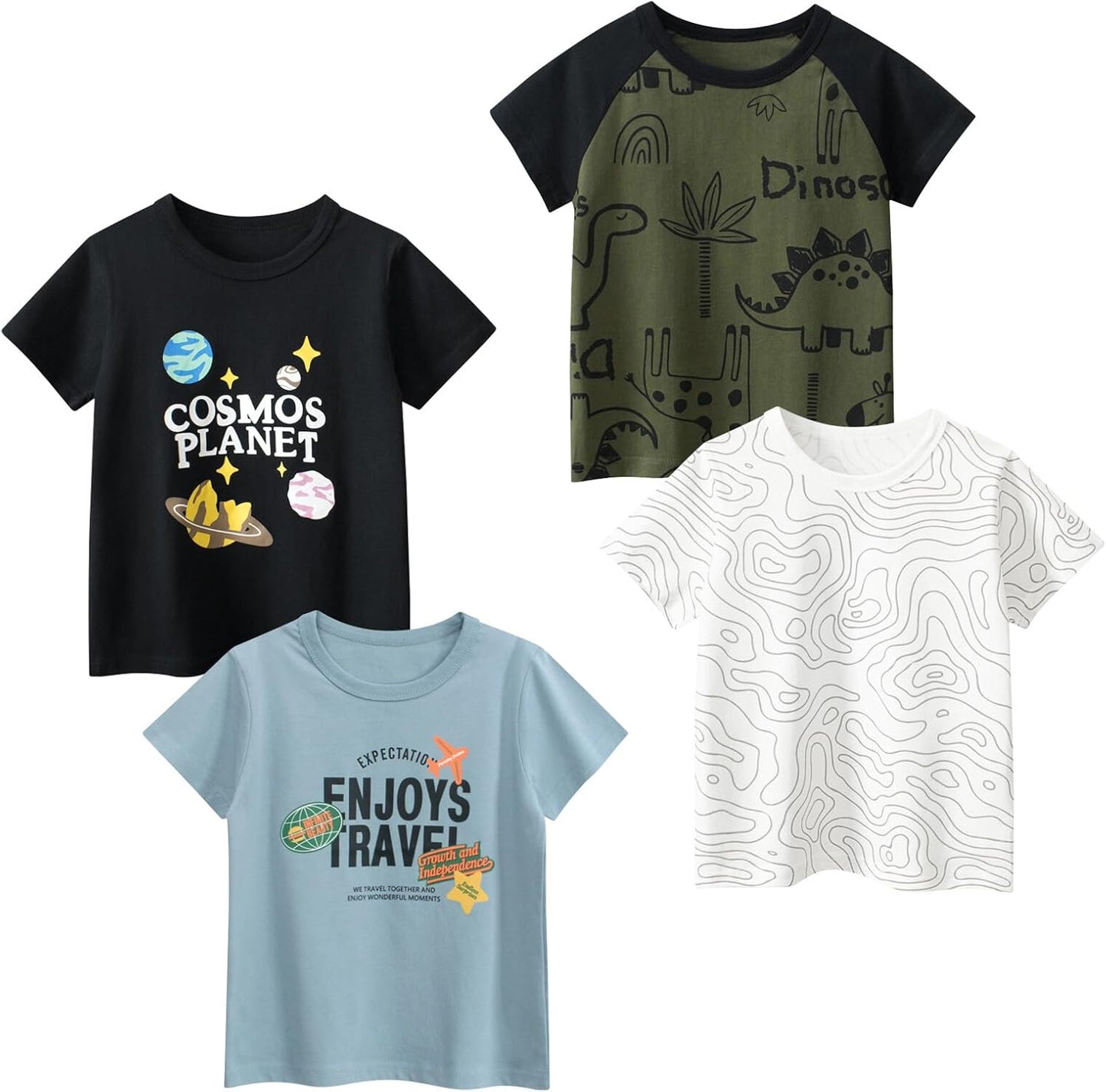Boys' 4-Pack Excavator Short Sleeve Crewneck T-Shirts Top Tee Size 2-7 Years Toddler Boys' Value