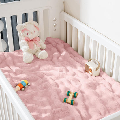 Fleece Baby Blanket for Girls Bubble Design, Warm Cozy and Fluffy Infant Newborn Toddler Small
