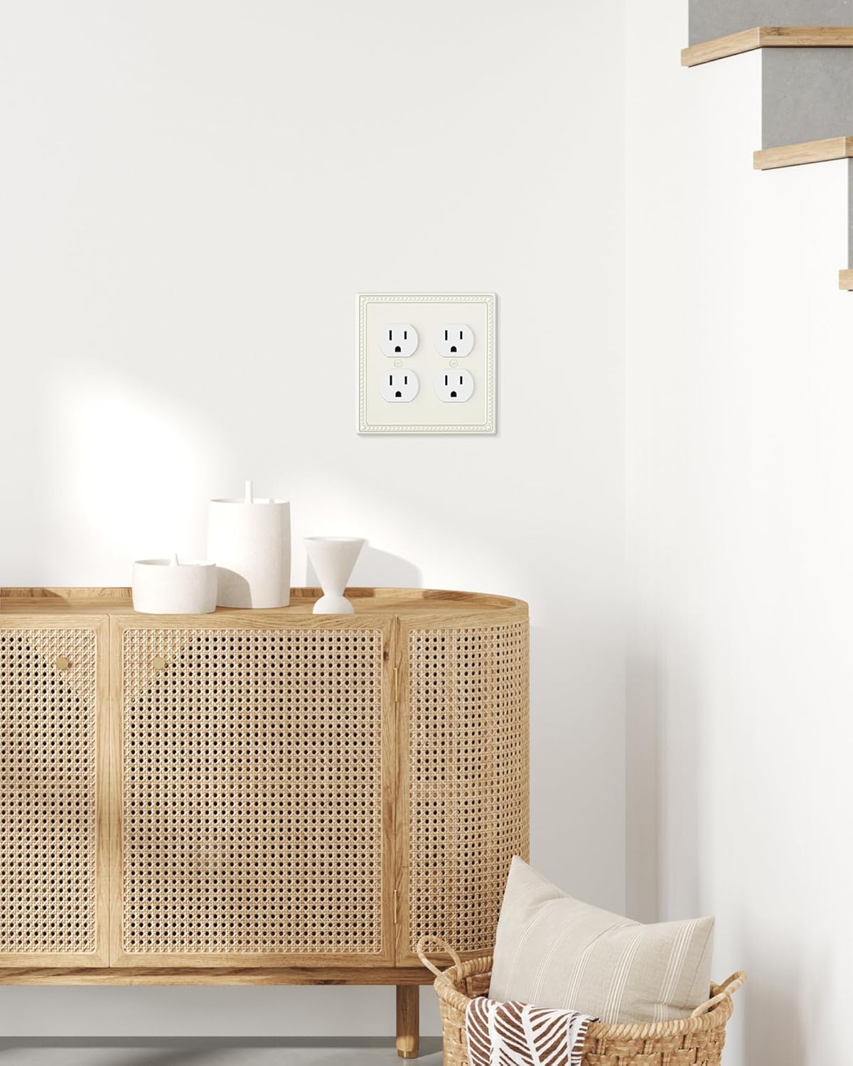 2-Pack Double Duplex Outlet Cover, Metal Switch Plates and Outlet Covers, Light Almond Pearls