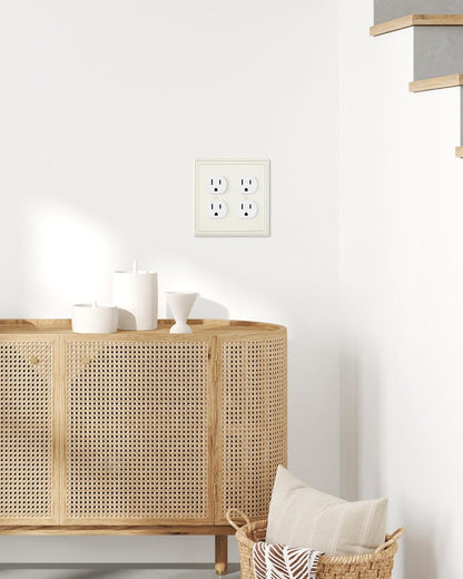 2-Pack Double Duplex Outlet Cover, Metal Switch Plates and Outlet Covers, Light Almond Pearls