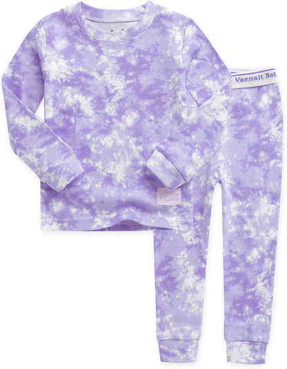 VAENAIT BABY 12M-12Y Toddler Kids Boys Girls 100% Cotton Marbling Tiedye Sung Fit Sleepwear Pajamas