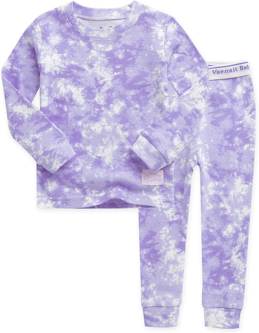 VAENAIT BABY 12M-12Y Toddler Kids Boys Girls 100% Cotton Marbling Tiedye Sung Fit Sleepwear Pajamas