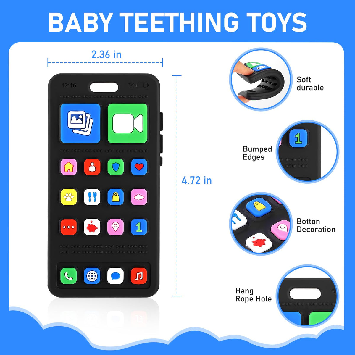 Teething Toy for Baby 3 6 12 18 Months, Realistic Remote Control and Mobile Phone Baby Teether Toy