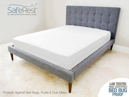 SafeRest Zippered Mattress Protector - Premium 9-12 Inch Waterproof Mattress Cover for Bed