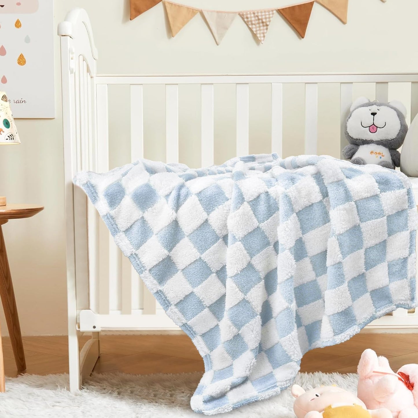 HOMRITAR Checkered Baby Blanket for Boys Girls Warm Cozy Reversible Checkerboard Toddler Blankets