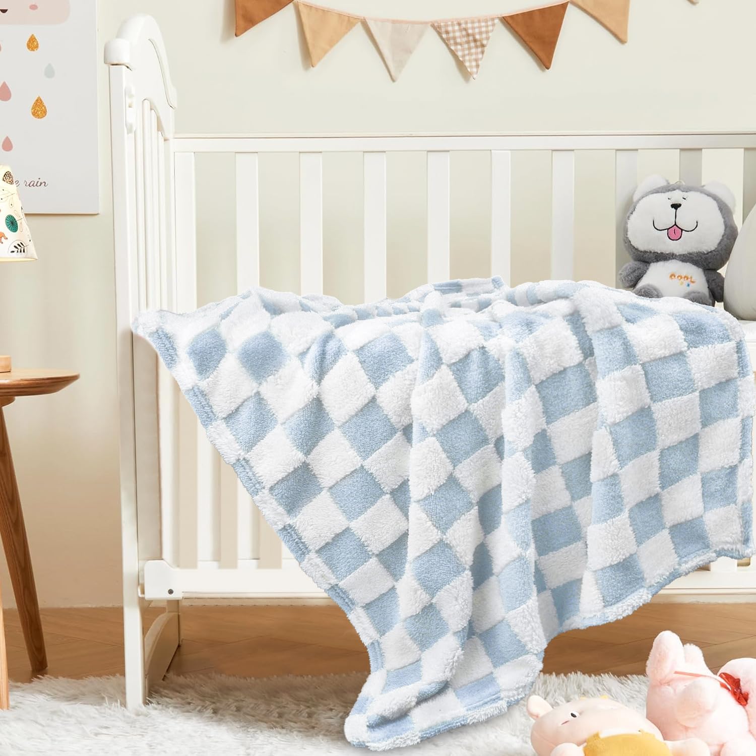 HOMRITAR Checkered Baby Blanket for Boys Girls Warm Cozy Reversible Checkerboard Toddler Blankets