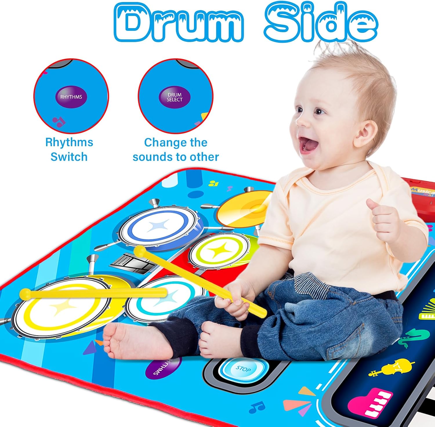 Baby Toys for 1 Year Old: Baby Musical Mat Toddler Toys Age 1-2 - 2 in 1 Piano Drum Babies Play Mat