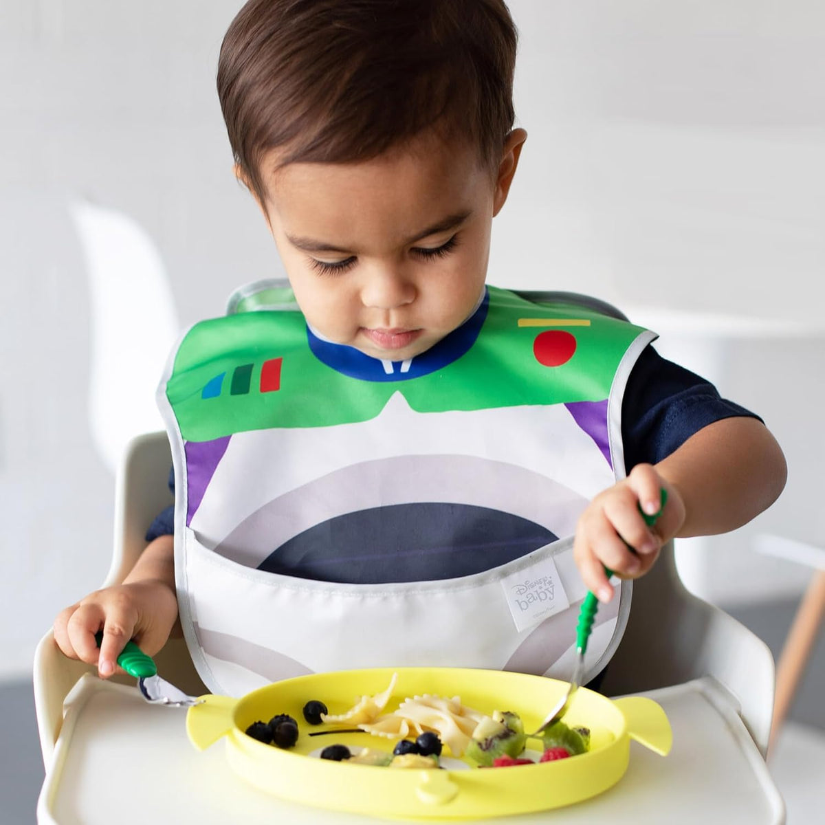 Bumkins Toddler Utensils, Kids Size Fork and Spoon Set, Silicone and Stainless-Steel Training