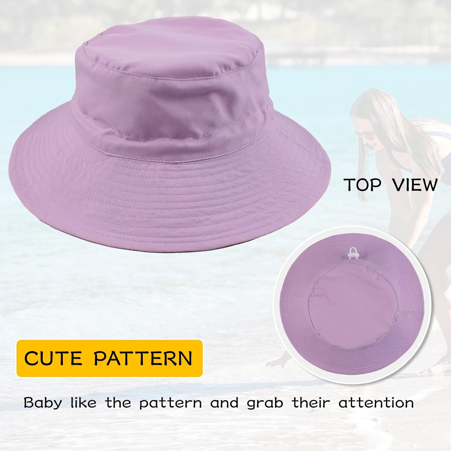 Peecabe Summer Baby Sun Hat for Boys Girls UPF 50+ Wide Brim Toddle Bucket Hat Adjustable Baby