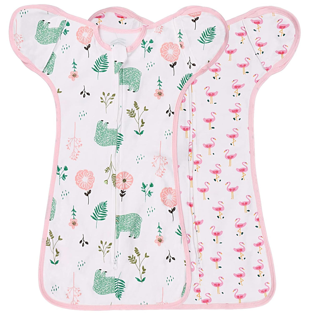 2 Pack Transition Swaddle with 2 Way Zipper, 2 in 1 Arms in/Out Transitional Arms Up Swaddle, 100%