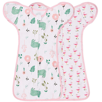 2 Pack Transition Swaddle with 2 Way Zipper, 2 in 1 Arms in/Out Transitional Arms Up Swaddle, 100%
