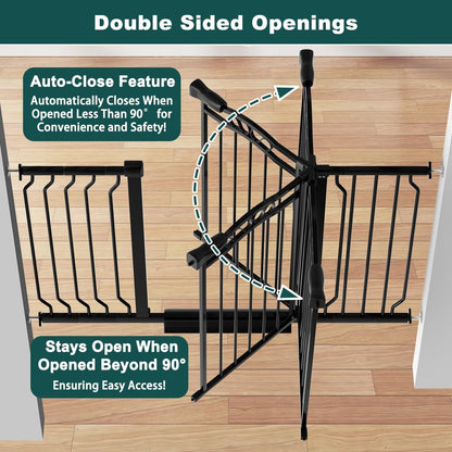 29.53"-43.30" Mornyray Auto-Close Baby Gate Extra Wide, Pressure Mounted Dog & Pet Gate for Stairs