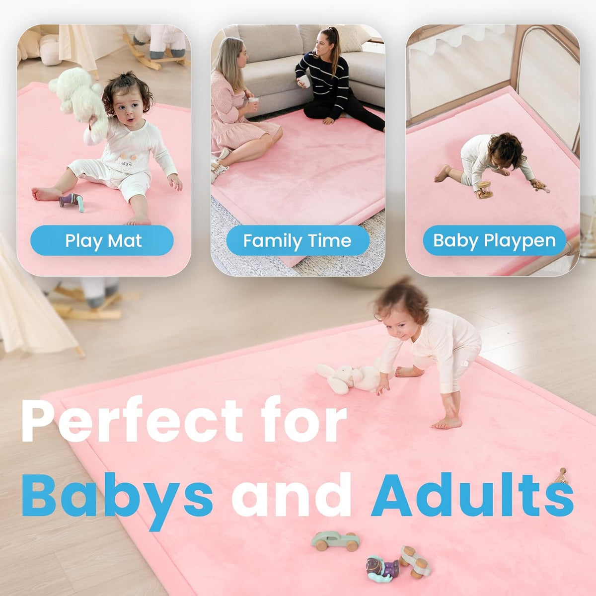Baby Play Mat for Kids Room,Extra Thick Elasti-Foam Anti-Fall Cushion Mat for