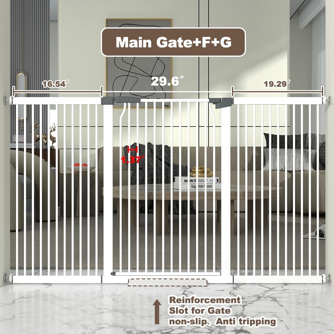 41" Extra Tall and Wide Baby Gate, 65.8-68.5'' Wide Pet Cat Gate for Doorway, Extra Wide Pressure