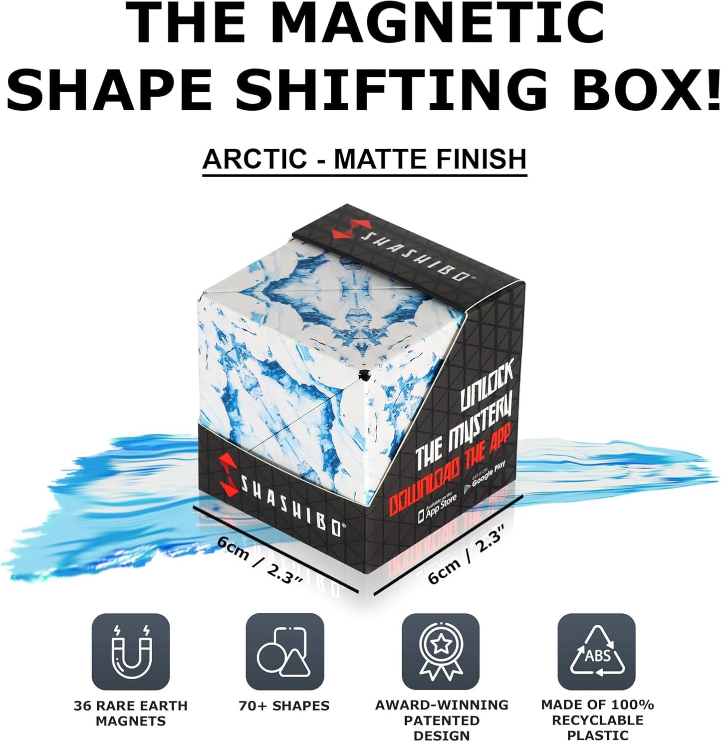 SHASHIBO Shape Shifting Box - Award-Winning, Patented Fidget Cube w/ 36 Rare Earth Magnets