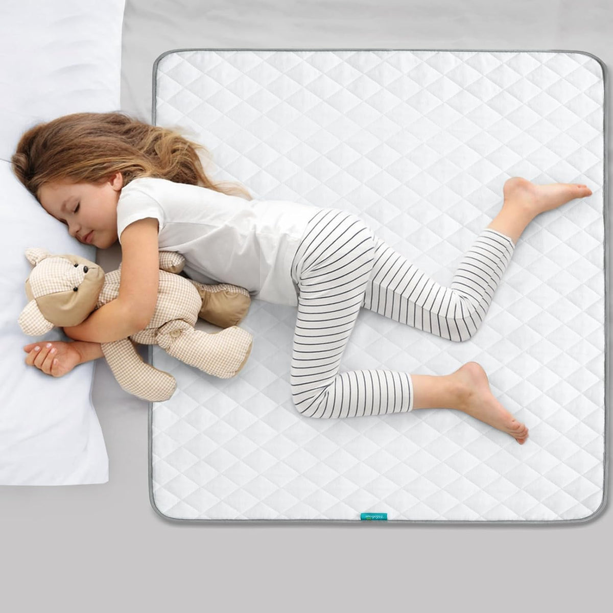 Waterproof Crib Mattress Protector 34" x 36", Non-Slip & Sturdy Mattress Pad Mat, 4 Layers