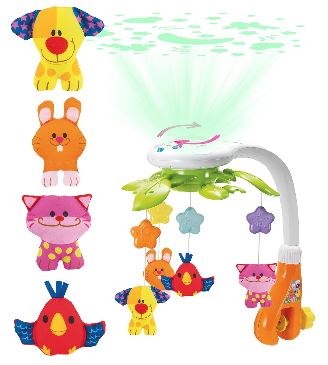 KiddoLab Baby Crib Mobile with Relaxing Music. Includes Ceiling Light Projector with Stars
