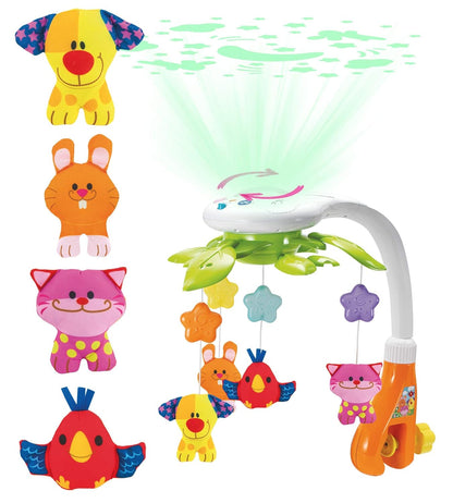 KiddoLab Baby Crib Mobile with Relaxing Music. Includes Ceiling Light Projector with Stars