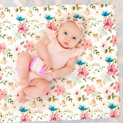 4 Pack Baby Girl Pack N Play Mini Crib Sheets Set Soft Fitted Floral Theme Baby Girl Mattress