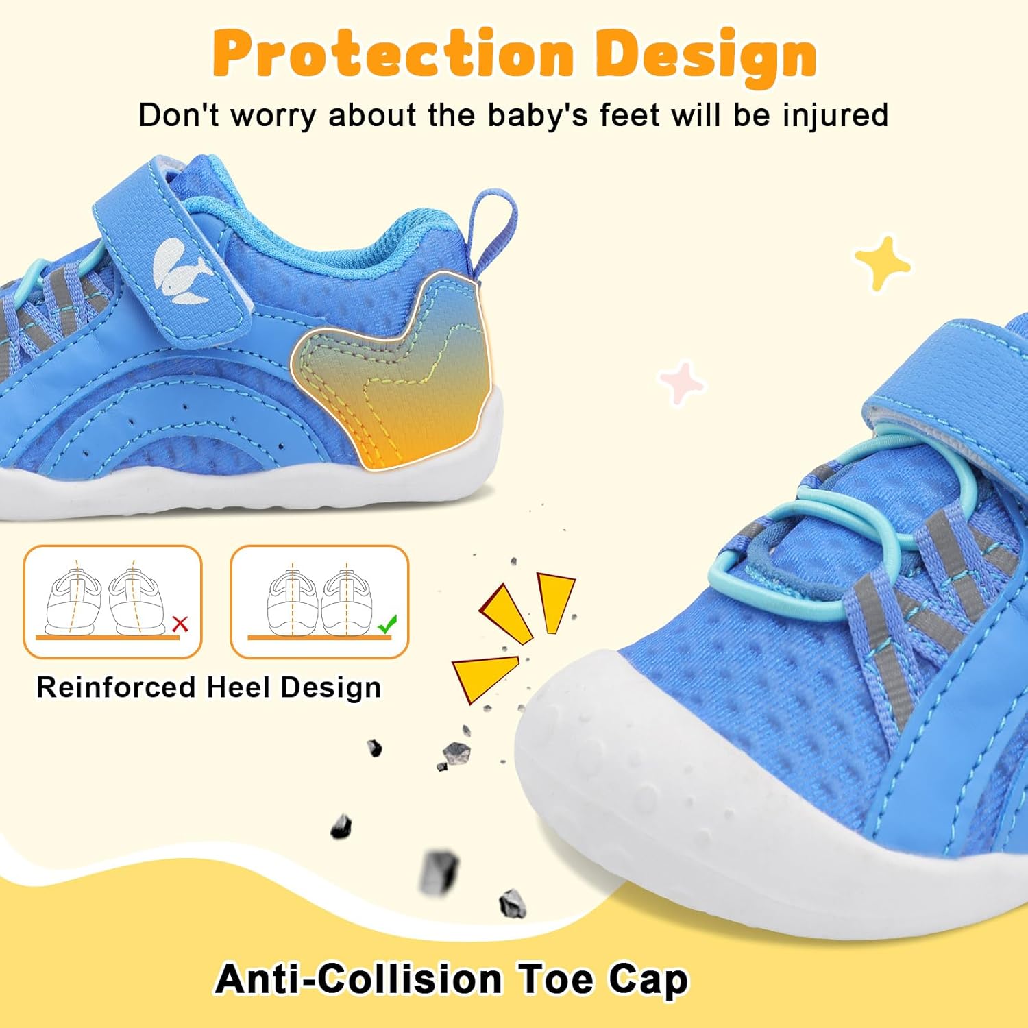 FEETCITY Wide Baby Shoes Boys Girls Baby Barefoot Shoes Breathable Infant Walking Shoe Crib Sock