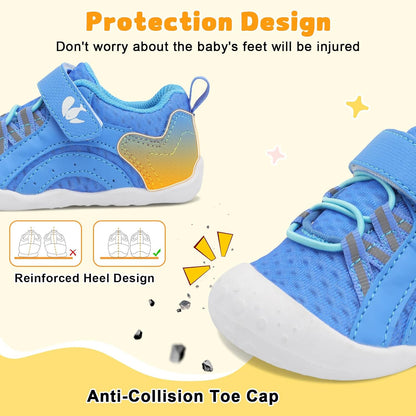 FEETCITY Wide Baby Shoes Boys Girls Baby Barefoot Shoes Breathable Infant Walking Shoe Crib Sock