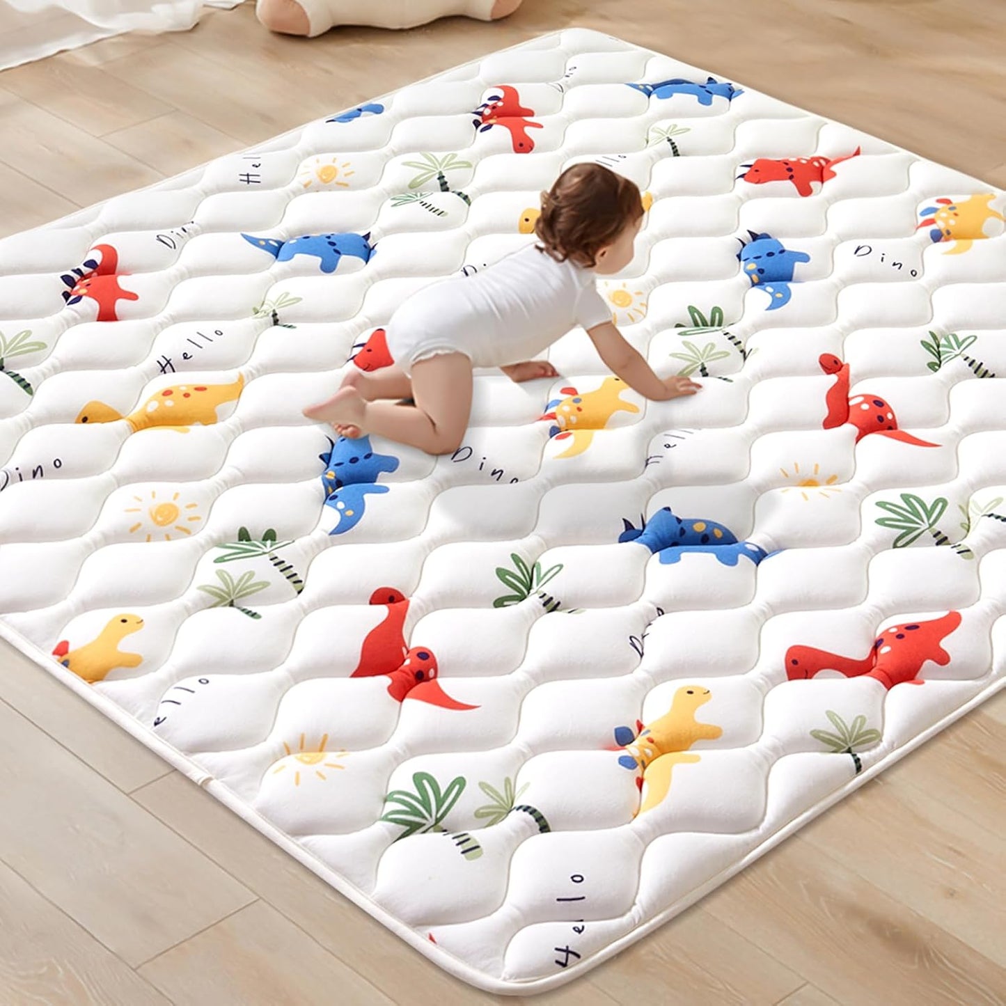 Odorless Premium Foam Baby Play Mat 47" x 47", Soft Microfiber Fabric Crawling Mat for Floor