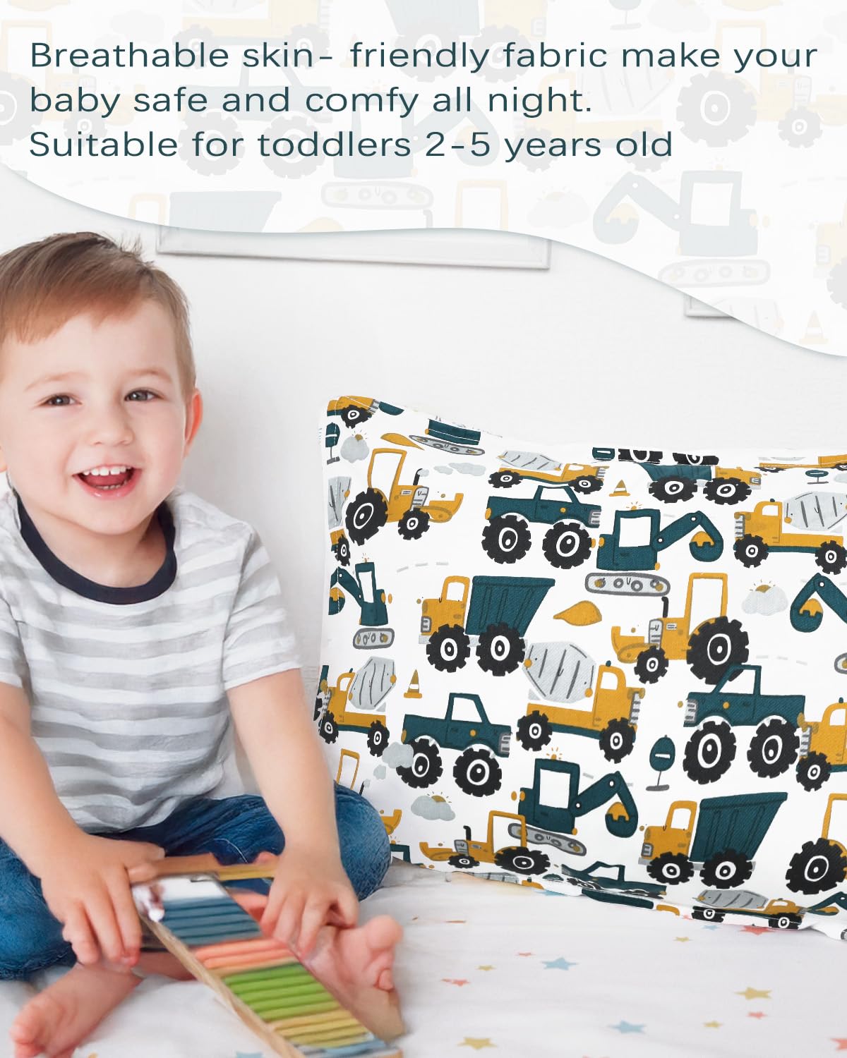 ALVABABY Toddler Pillowcases 2 Pack Organic Cotton Kids Pillow Cover Fit 13"x 18" or 12"x16"