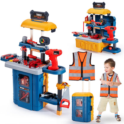 Kids Tool Bench with Kids Tool Set, Three Modes Toddler Tool Bench with Electric Drill Set, Pretend