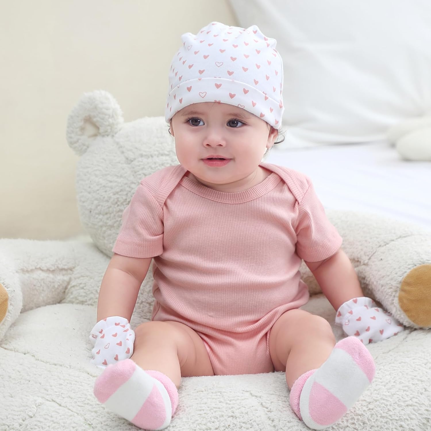 Baby Hats Mittens and Socks Set Cotton Newborn Hat Beanie Soft Infant Girls Boys Caps Gloves 0-6