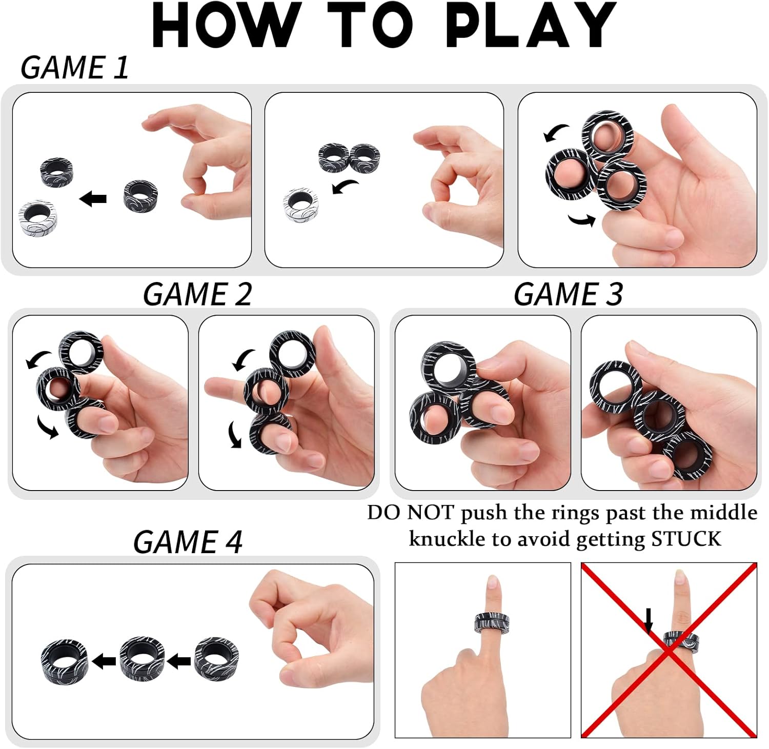 3Pcs Magnetic Rings Fidget Toys for Teens, Adults&Kids|Fidget Pack Under 10 Dollars|ADHD Fidget Toy