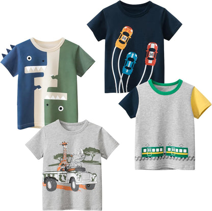 Boys' 4-Pack Excavator Short Sleeve Crewneck T-Shirts Top Tee Size 2-7 Years Toddler Boys' Value