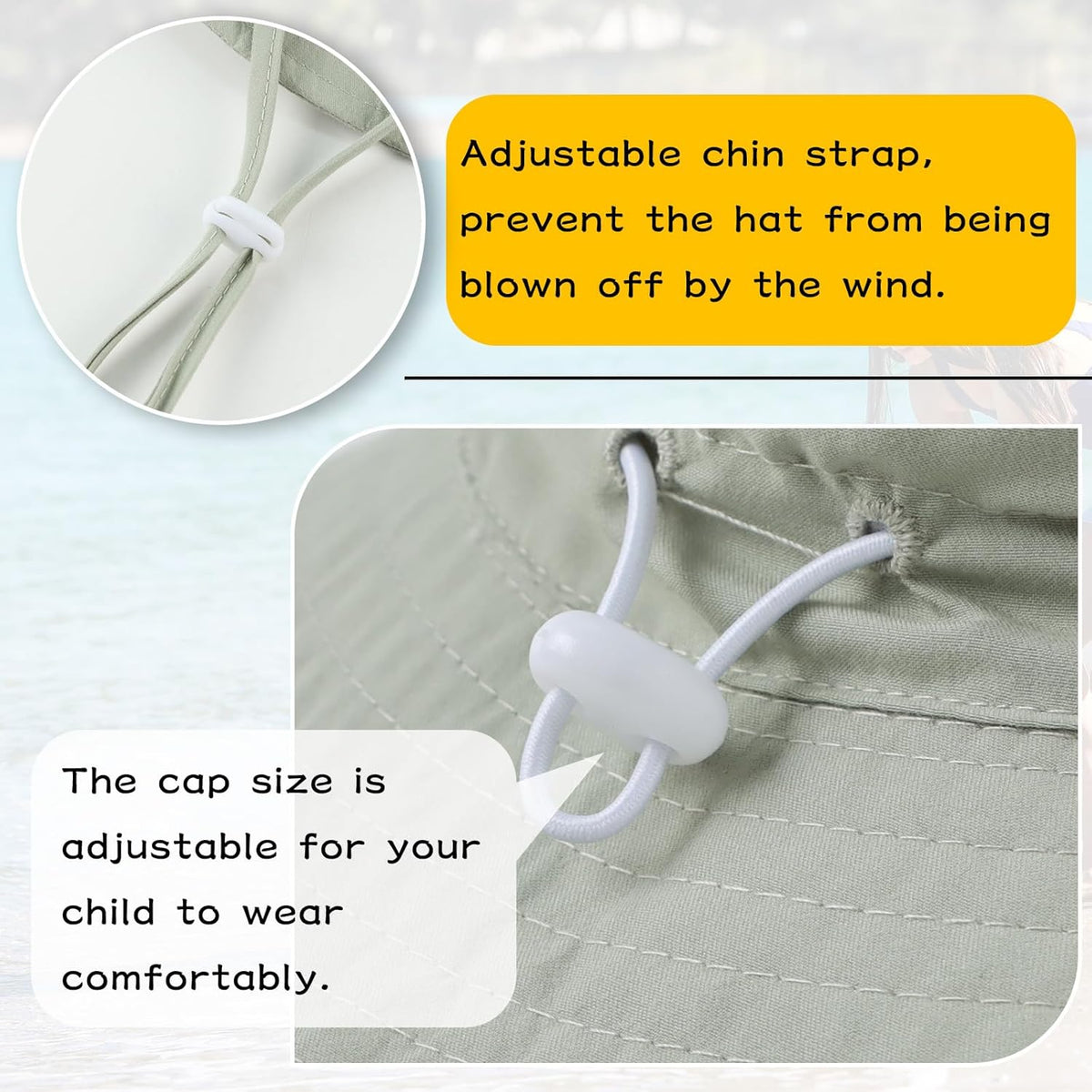 Peecabe Summer Baby Sun Hat for Boys Girls UPF 50+ Wide Brim Toddle Bucket Hat Adjustable Baby