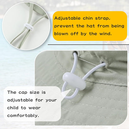 Peecabe Summer Baby Sun Hat for Boys Girls UPF 50+ Wide Brim Toddle Bucket Hat Adjustable Baby
