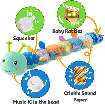 LIGHTDESIRE Baby Toys Musical Caterpillar,Infant Stuffed Animal Toy with Crinkle and Rattles,Soft
