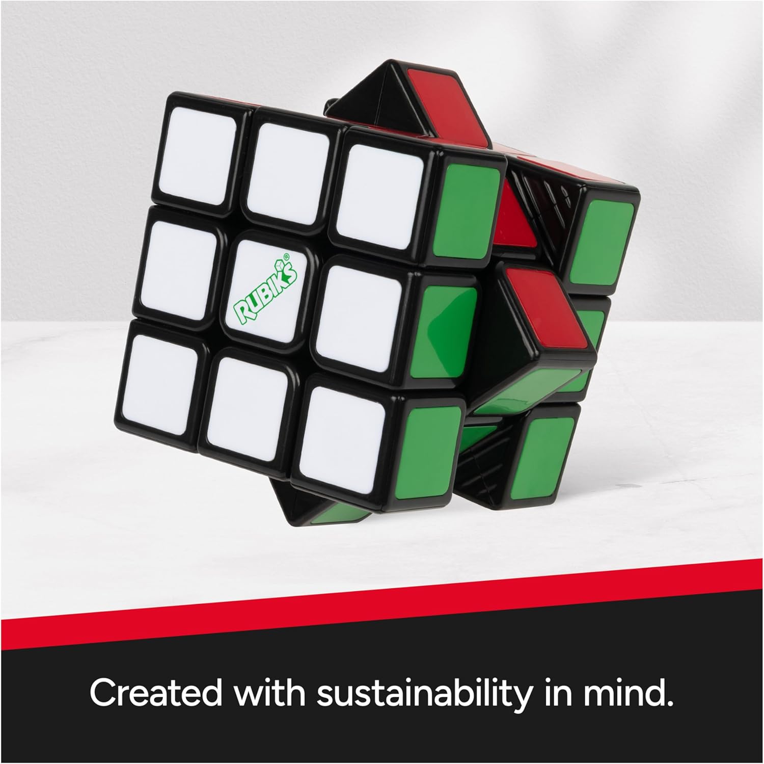 Rubik's Re-Cube, The Original 3x3 Cube Made with 100% Recycled Plastic 3D Puzzle Fidget Cube Stress